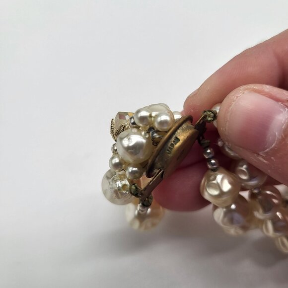 VTG Double Strand Faux Pearl and Faceted Bead Necklace JAPAN - Picture 9 of 15